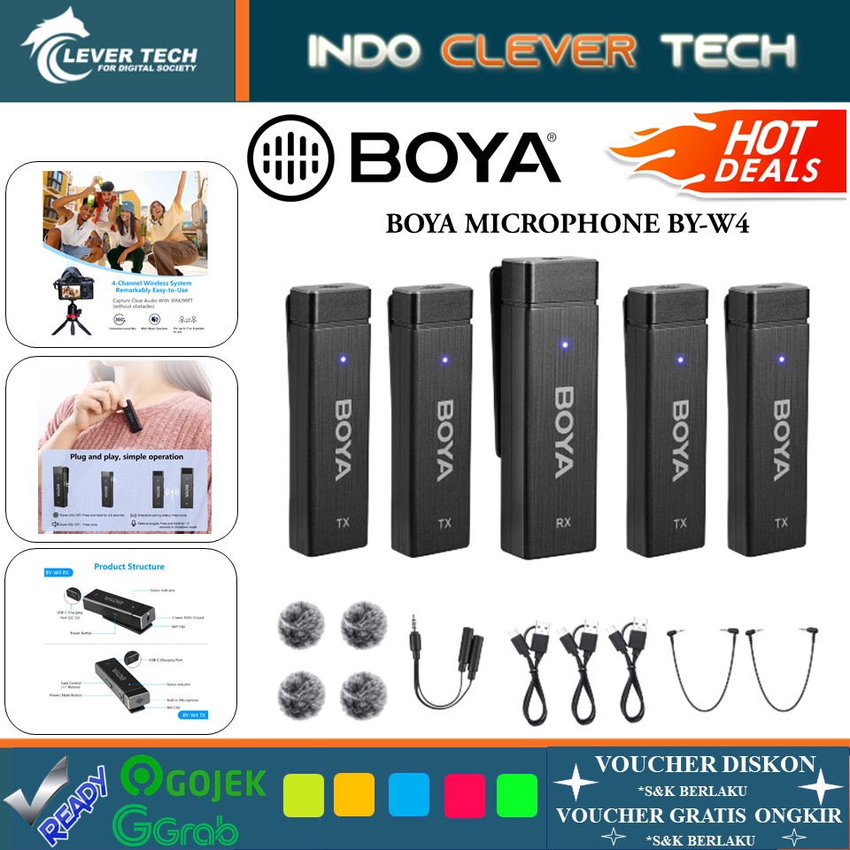 BOYA BY-W4 Ultracompact 2.4GHz 4-Channel Wireless Microphone System