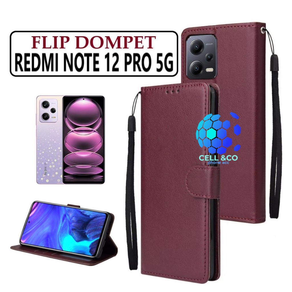 FLIP COVER XIAOMI REDMI NOTE 12 PRO 5G LEATHER WALLET PREMIUM FLIP CASE BUKA TUTUP KESING HP CASING FLIP CASE WALLET