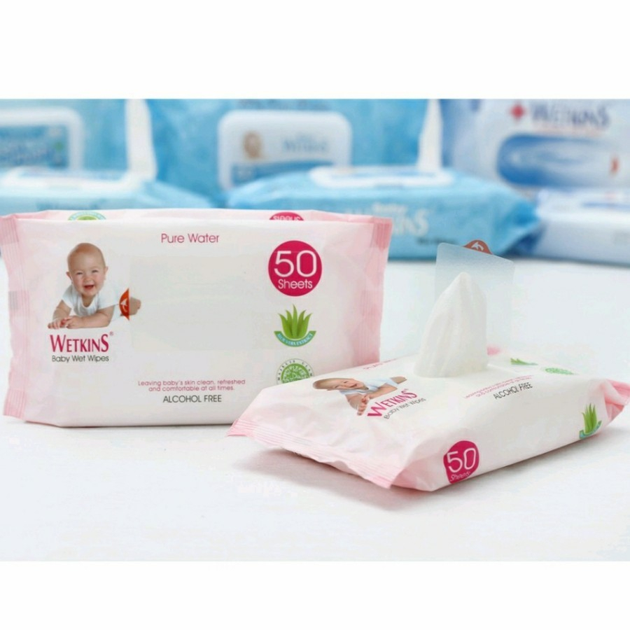 Tisue Tisu Basah Bayi Non Alkohol  BABY WIPES WETKINS 50 SHEETS 50s