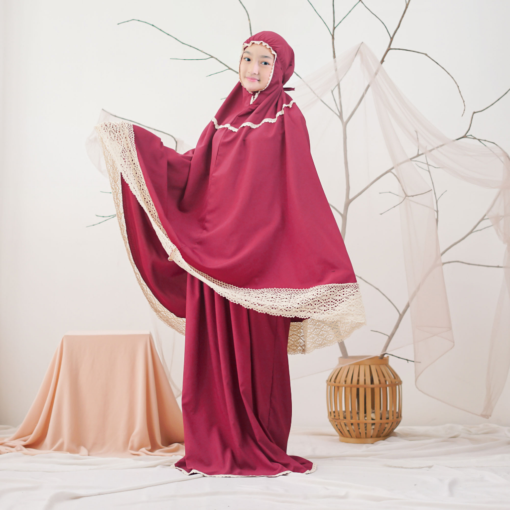 Mukena anak Renda Rajut Tanggung Katun Mikro