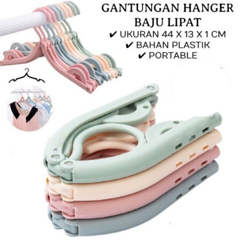 AS Hanger Lipat Gantungan Baju Centelan Jemuran Pakaian Baju Syal Hijab Foldable Hangers For Travel Portable Sebaguna Travelling