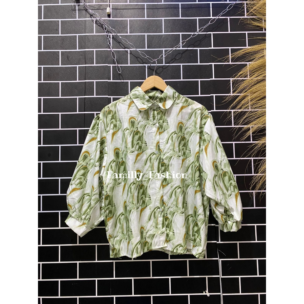 Carlotte marble puffy blouse wanita