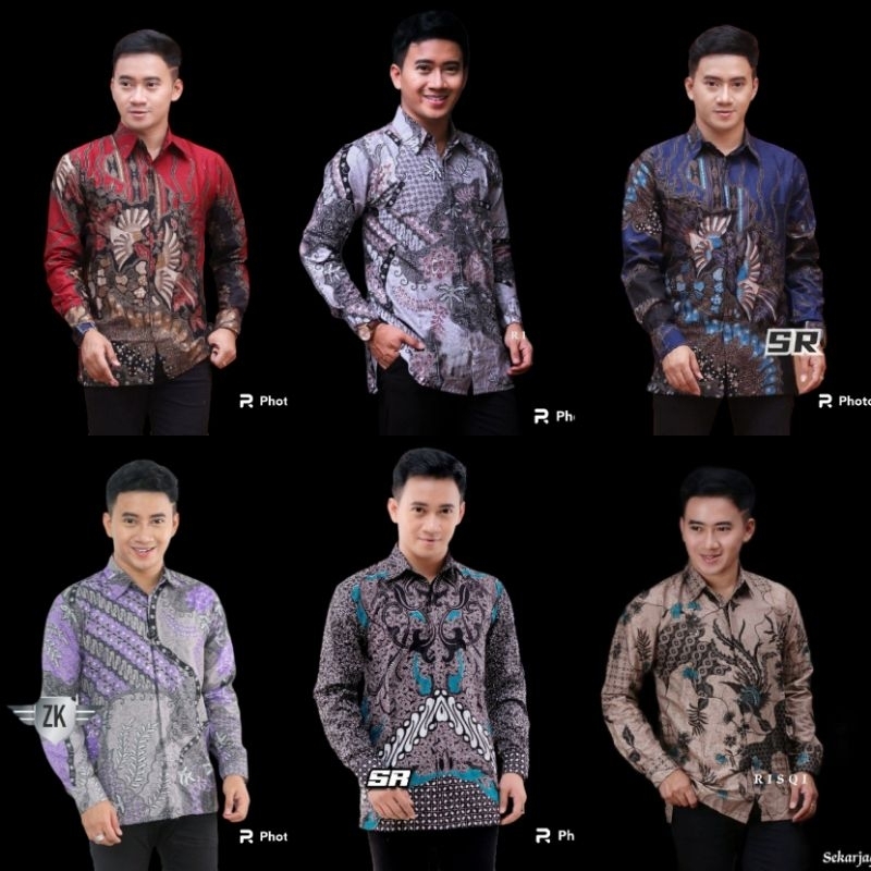 Kemeja Batik Pria Modern Lengan Panjang Casual Modis Slim Fit Trendy Masa Kini OL 162