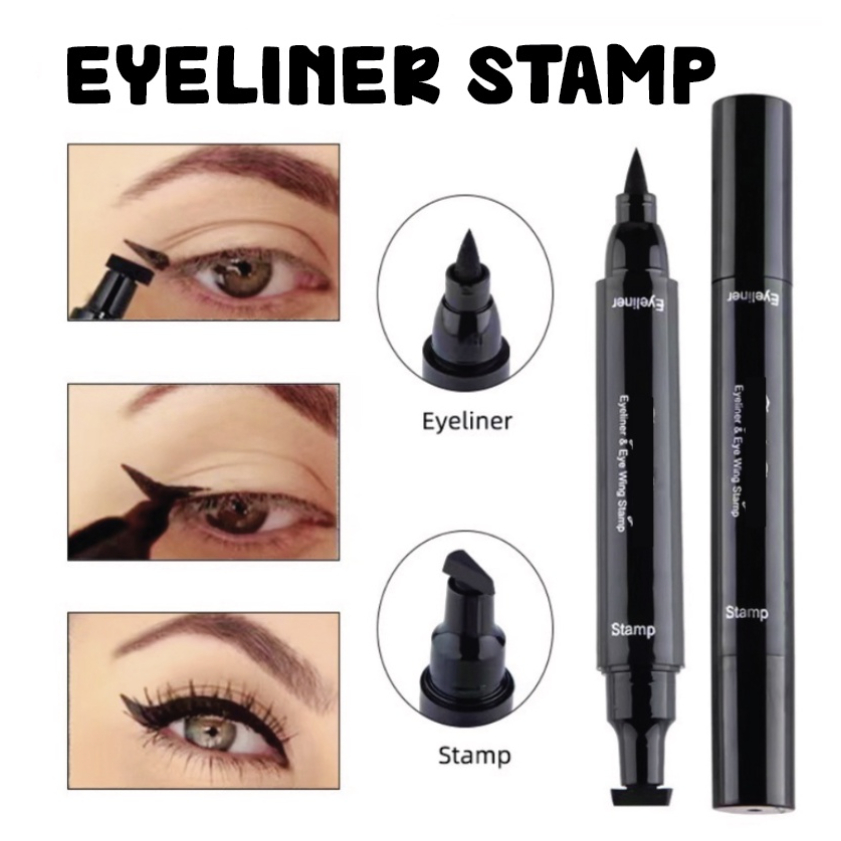 ORIGINAL EYELINER STAMP 2 IN 1 WATERPROOF LIQUID AMY'S DIARY EYELINER PENSIL WATERPROOF UKURAN STAMP SMALL