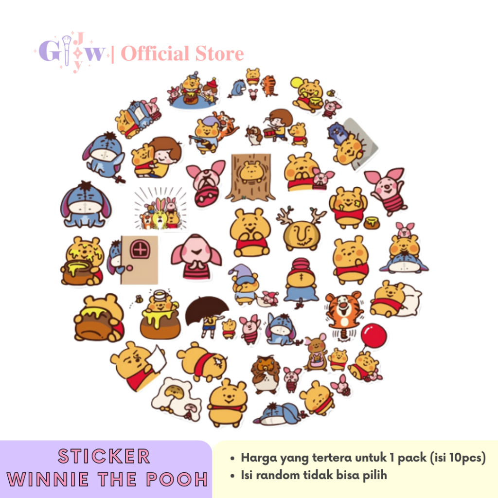 A35 STICKER 10PCS (WINNIE THE POOH) anti air notebook scrapbook label tempel motif kartun superhero super hero unik lucu atk alat tulis kantor murah viral termurah kartun komputer leptop handphone hp smartphone koper laptop tembok kulkas disney