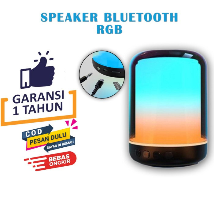 Speaker Bluetooh RGB Led Stereo Speaker Lampu LED Smart Touch 4 Mode