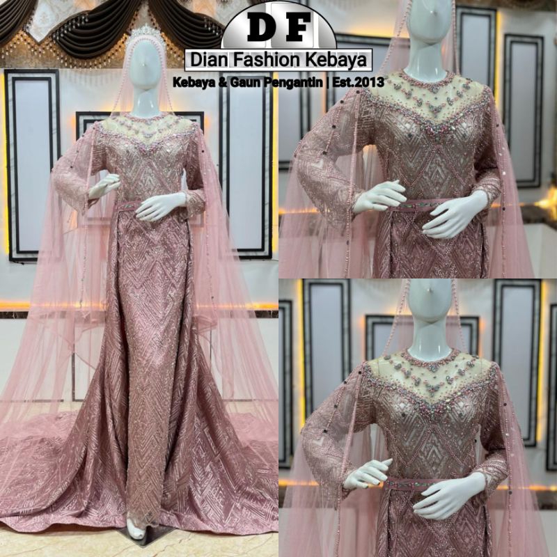 Gaun Pengantin Slim Dress Sabrina Full Payet .