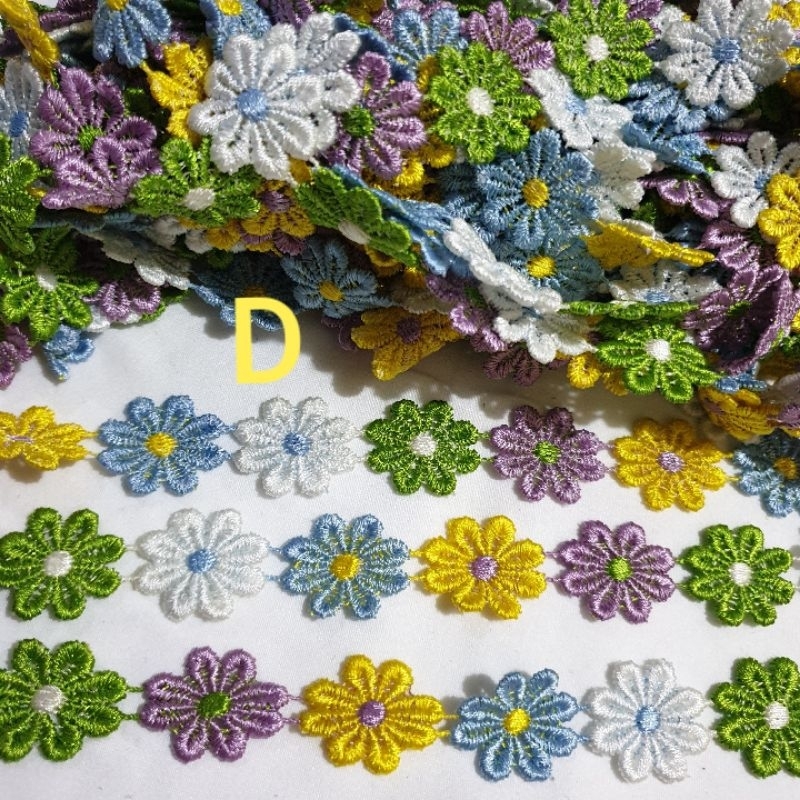 Renda Gyper Melati Warna Pelangi/+-15 yard=+-13,5 m