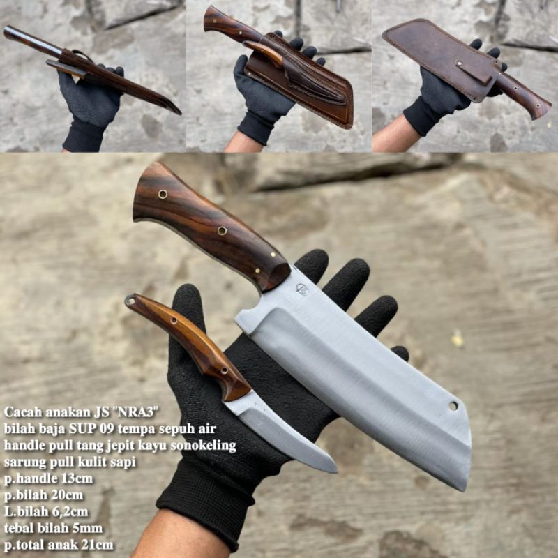 PISAU Chopper Cincang baja bilah tebal gratis pisau kecil