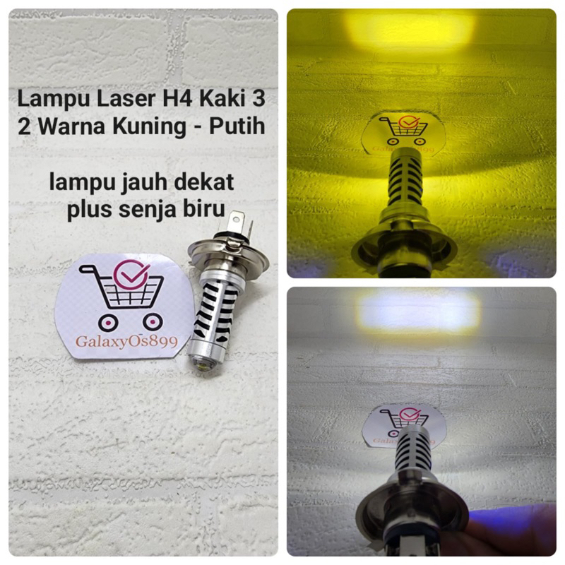 Lampu Depan Laser Vixion H4 Kaki 3 Warna Putih Dan Kuning Lampu Jauh Dekat