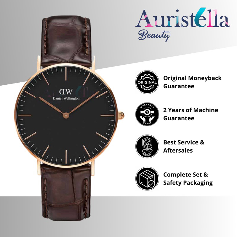 JAM TANGAN DANIEL WELLINGTON CLASSIC YORK BLACK ROSE GOLD 36MM DW ORIGINAL