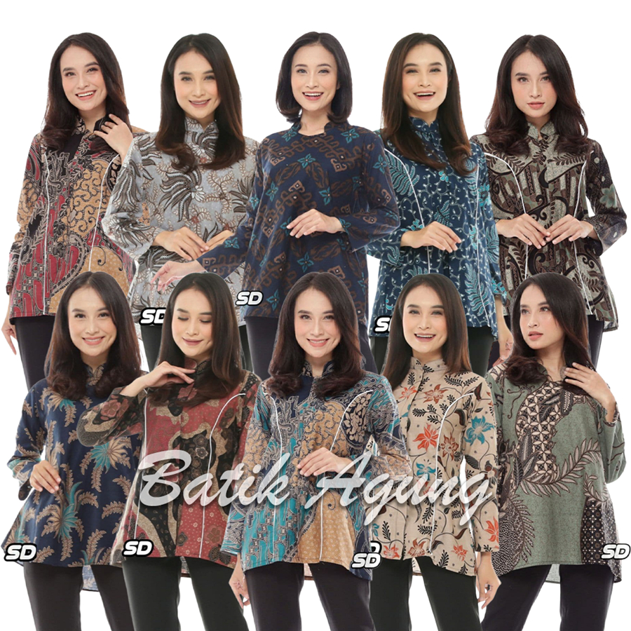 Seragam Baju Batik Atasan Bluse Kerja Kondangan Sekolah Pesta Lengan Panjang Wanita Trendy Kekinian