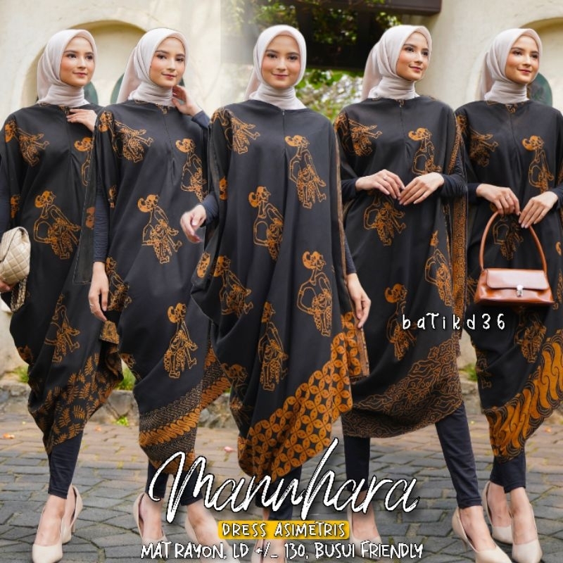 Semerbak Dress batik etnik klasik tradisional hitam wayang kelengan lancip asimetris rayon murah jumbo baju pesta kondangan wanita ibu mama muda kekinian terbaru termurah lucu premium eksklusif kasual adem halus