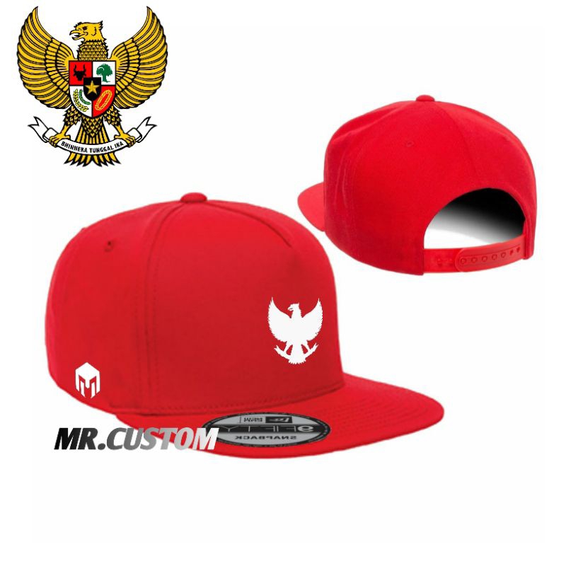 Topi Snapback Premium Timnas Indonesia / Topi Snapback Suporter Casual Tribun / Topi Trucker Pria Wa