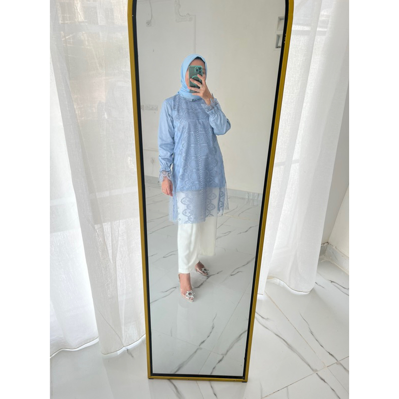 kebaya etnik biru langit