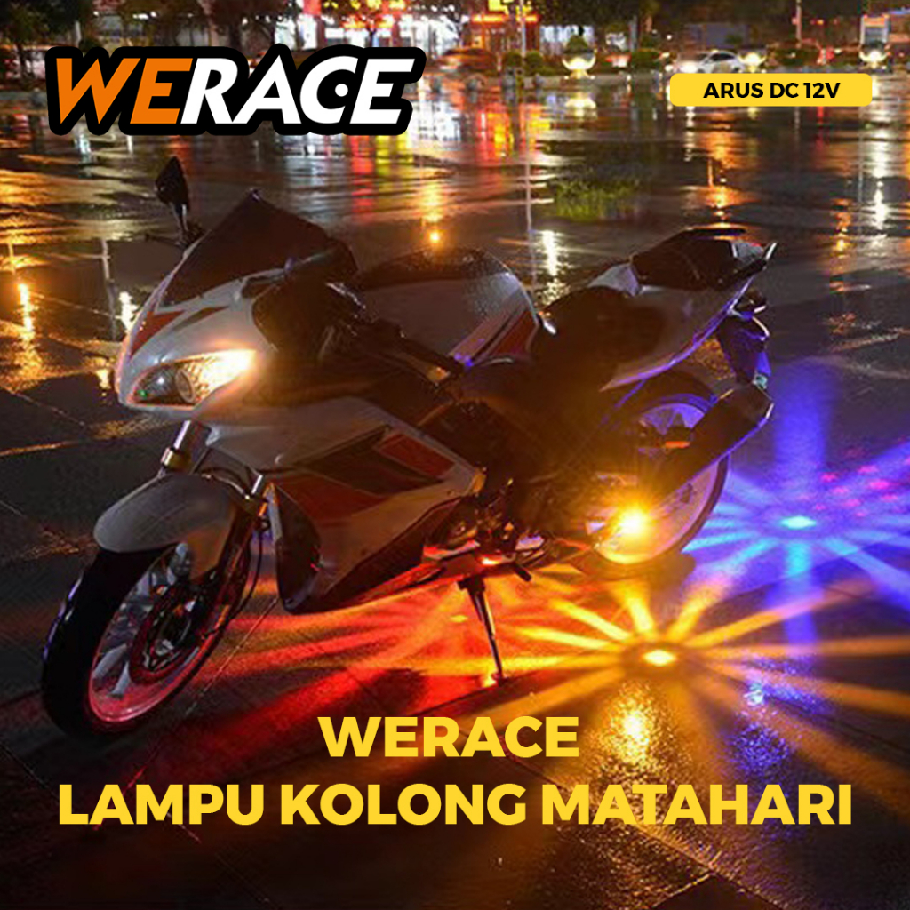 [WERACE] Lampu LED Atmosfir 3 Mode 12V Untuk Bawah Kolong Motor / Mobil Model Matahari Anti Air RGB