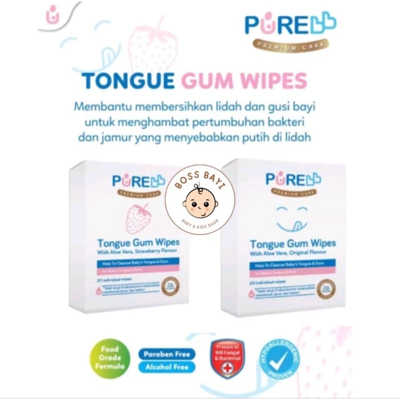 PURE BB - Baby Tongue Gum 20's Wipes / Tisu Basah Gusi &amp; Lidah Bayi