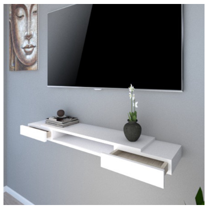 RAK AMBALAN TV GANTUNG DINDING MELAYANG LACI AMBALAN TEMPEL PUTIH