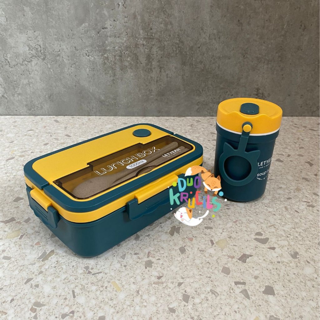 SET kotak makan tempat bekal soup anak sekolah dan dewasa 1000 ml LY
