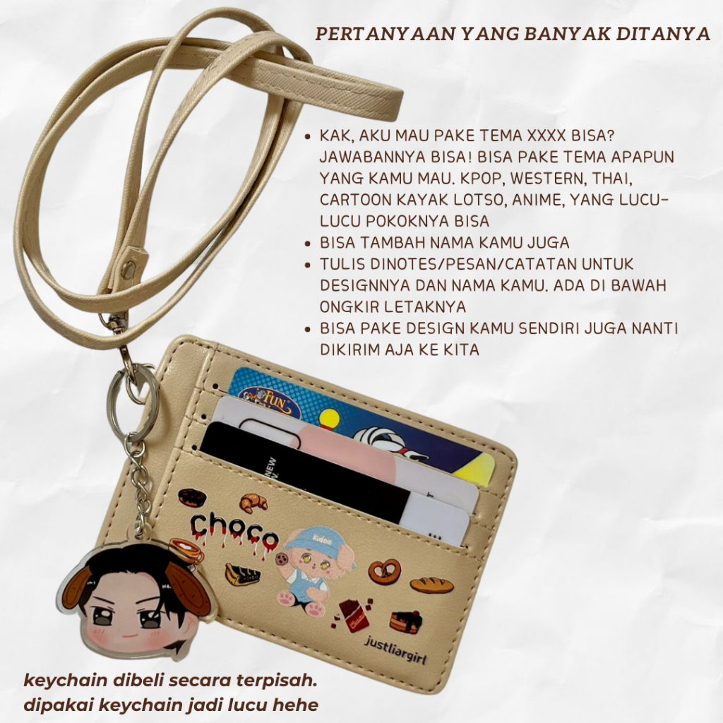 CARD WALLET HOLDER LANYARD CU*STOM WANITA PRIA TALI LEHER DAN SLOT KARTU UANG CORPORATE KPOP CUS*TOM NCT EXO