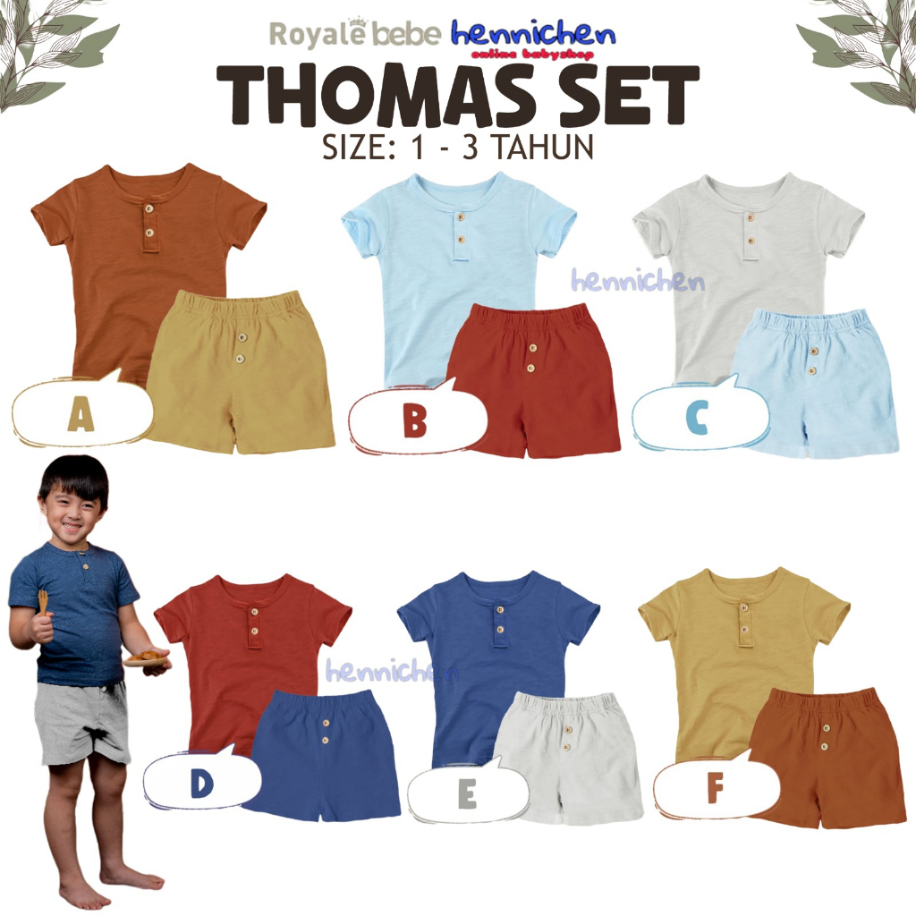 ROYALE BEBE THOMAS SET SETELAN BAJU ANAK LAKI-LAKI MODEL KANCING BAJU ANAK FASHION ANAK LAKI-LAKI 1-3 TAHUN