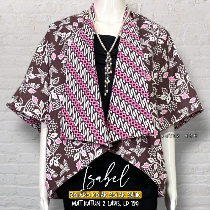 Bolero bolak balik batik katun jumbo kekinian lawasan Baju luar Cardi warna keren Muslim muslimah wanita cewek ibu modern elegan murah tradisional cardigan vest rompi blazer klasik kasual remaja kembaran kembar seragam cantik dewasa casual Pekalongan ft