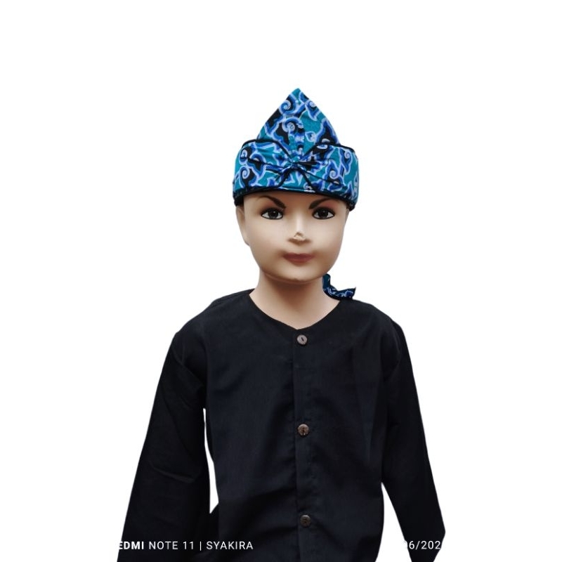 Stelan baju pangsi anak &amp; dewasa hitam polos free iket/baju adat tradisional
