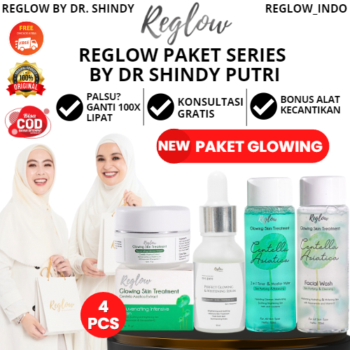 REGLOW 4PCS PAKET GLOWING Facial Wash Day Cream Serum Toner Skincare Dokter Shindy Original