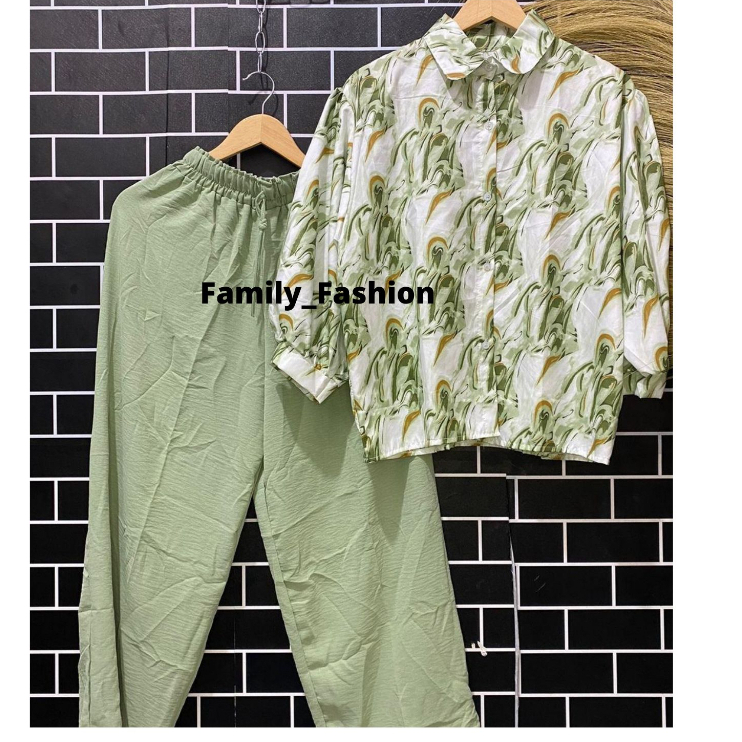 Oneset Carlotte Marble puffy | Pakaian Wanita Setelan