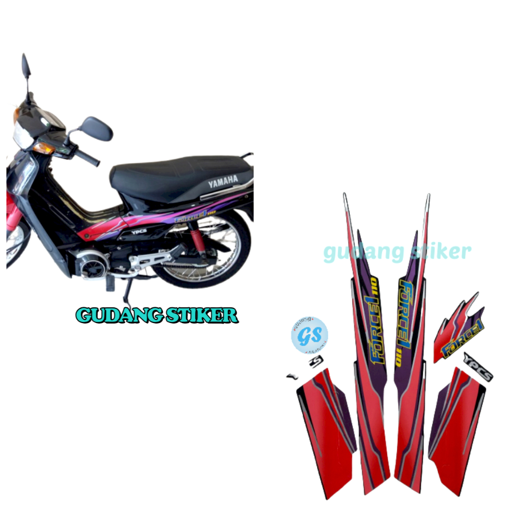 Sticker Motor Striping Yamaha FORCE 1 1995 Merah