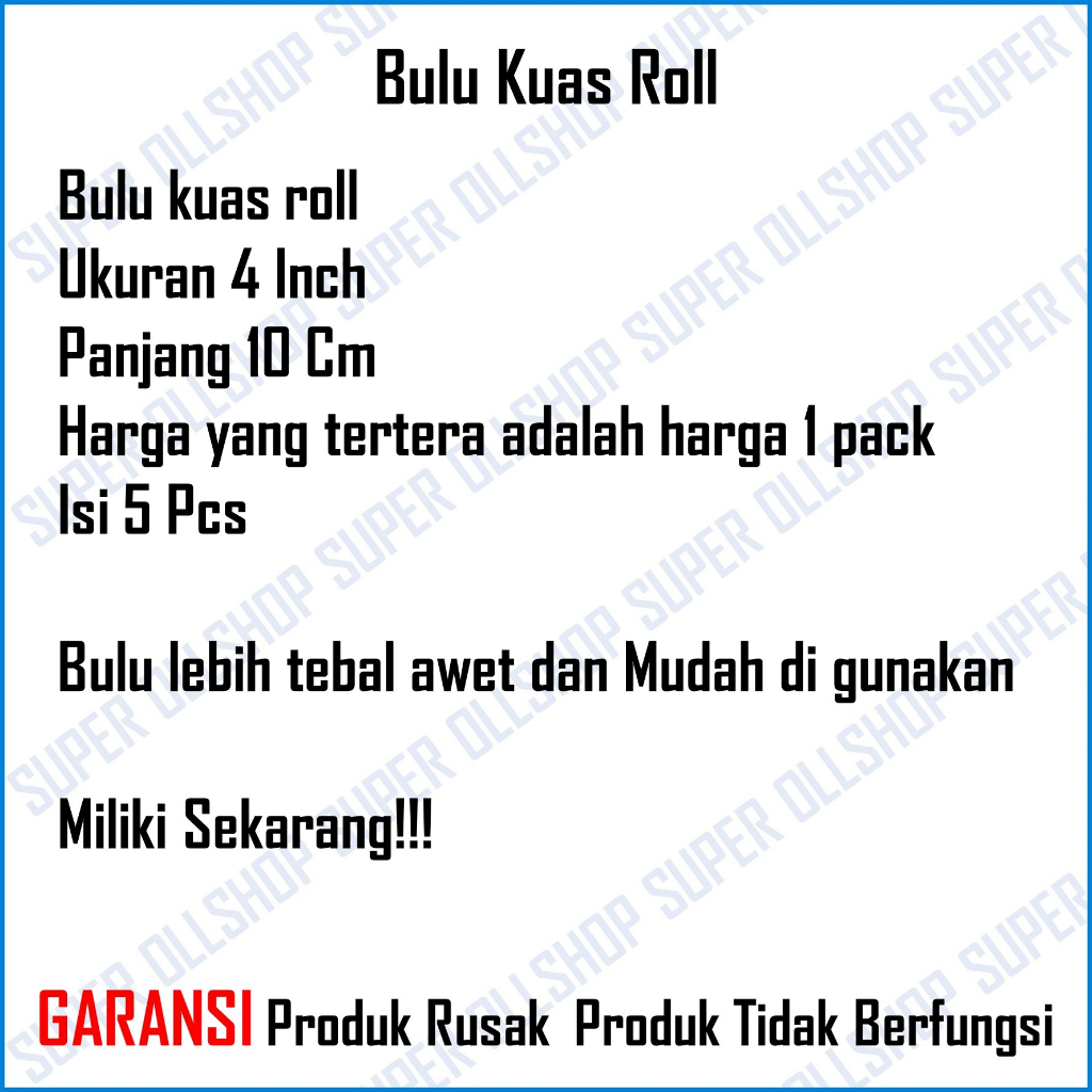 Refill Kuas Roll Kapal 4 Inch Bulu Cat Tembok Dinding Panjang 10 cm Harga 1 Pack