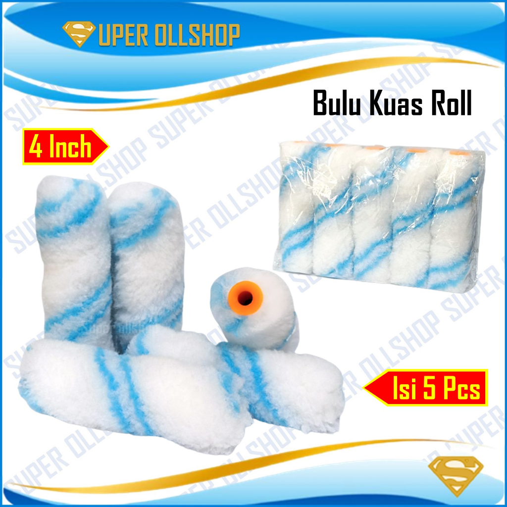 Refill Kuas Roll Kapal 4 Inch Bulu Cat Tembok Dinding Panjang 10 cm Harga 1 Pack