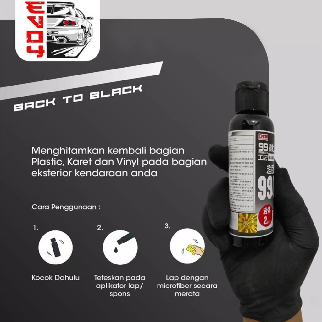 Penghitam Body Bodi Motor Mobil Permanen Back To Black -  Penghitam Body Kusam Kembali Hitam - Black Polish Penghitam Body - Poles Magic Menghitamkan Body