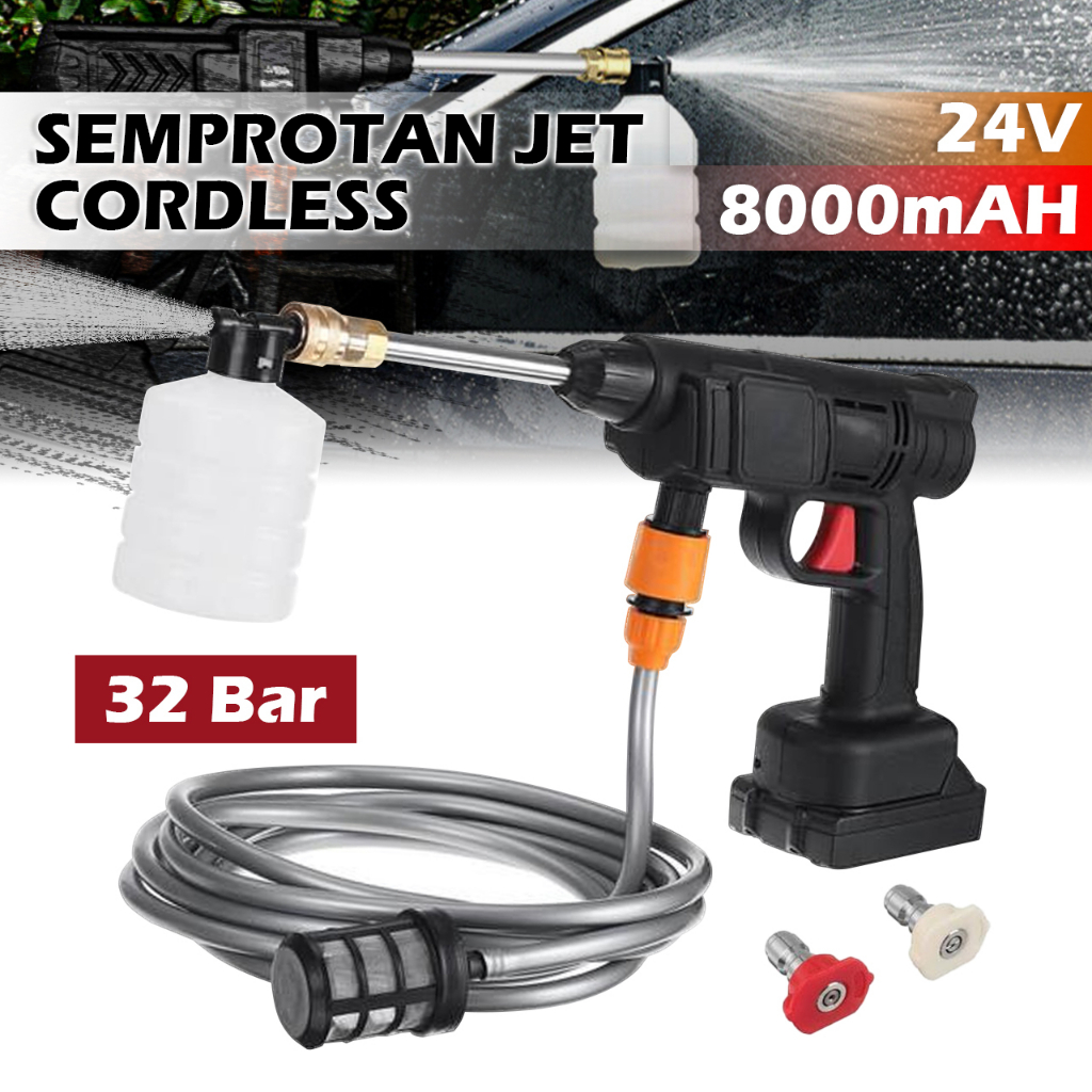 Jet Washer 24V ALAT CUCI MOBIL/MOTOR Super Kuat Tanpa Ribet Kabel Dan Simple - Mesin Cuci Steam Moto