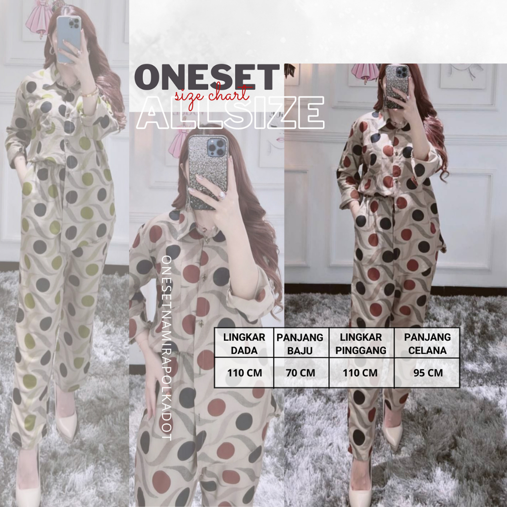 Setelan Wanita Casual Oneset Trendy Lengan Panjang Terbaru Kancing Depan Busui Friendly Namira Polka Piyama Daster Setelan