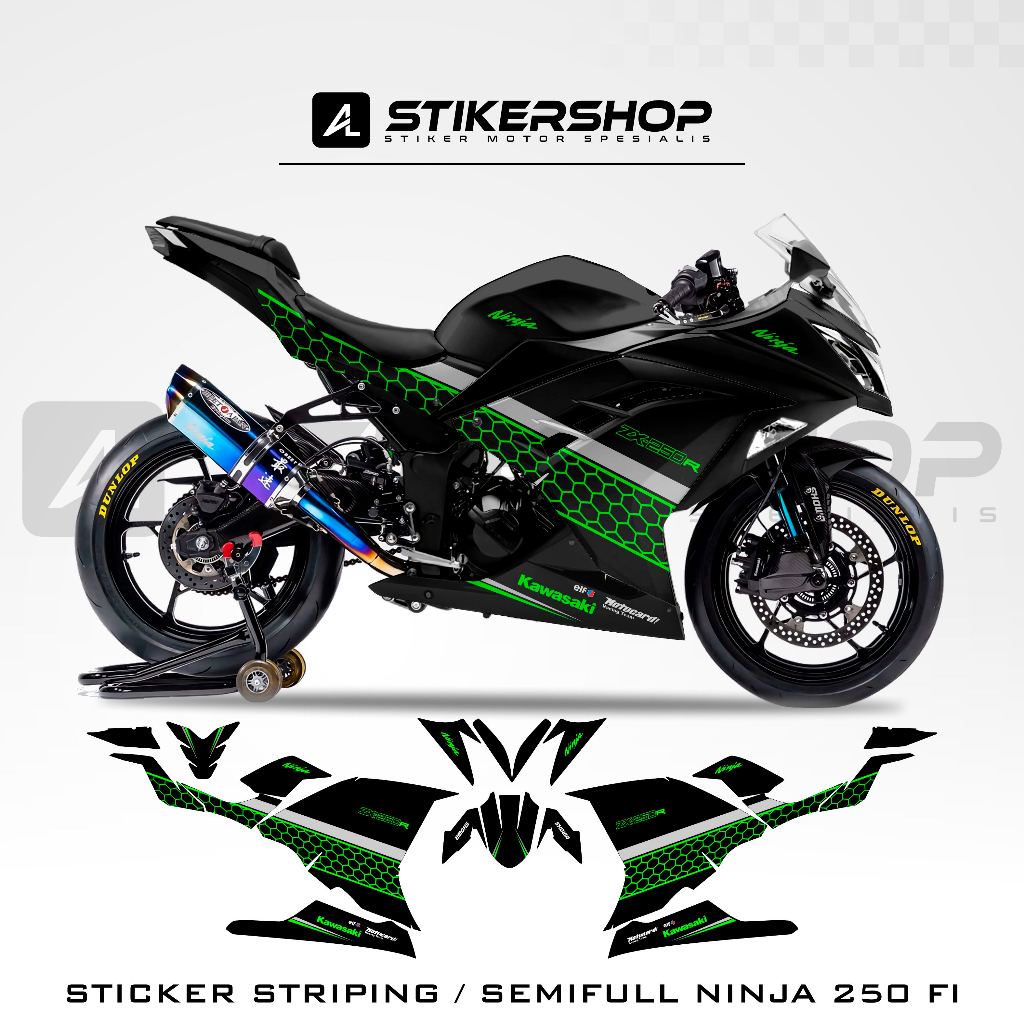 STRIPING NINJA 250 FI MOTIF GRAFIS LIVERY ZX 002 / STRIPING SEMI FULL / NINJA FI / STIKER / SEMI FUL