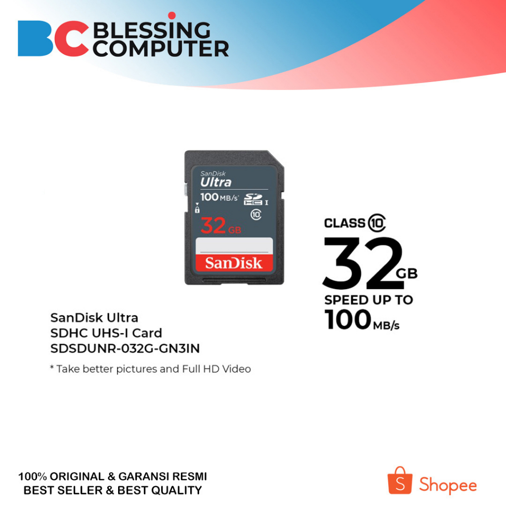 SDHC SANDISK 32GB C10 100MB/s SDSDUNR-032G-GN3IN / SDHC 32GB Sandisk