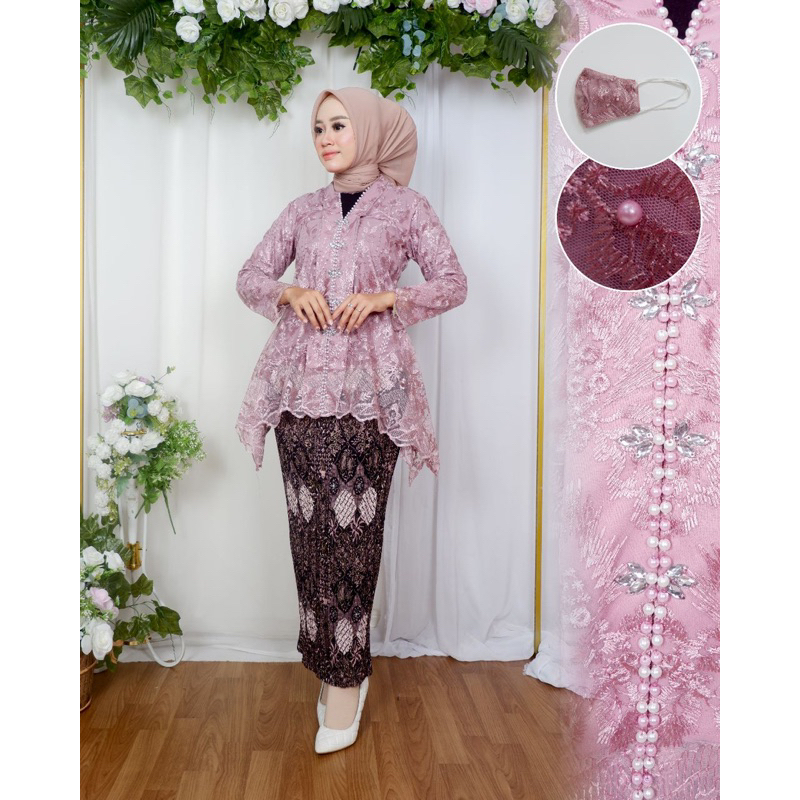 Permata Olshop / Kebaya Floy Rinjani Salsa Payet BK / Kebaya Wisuda / Kebaya Modern / Setelan Kebaya Payet Pesta Mewah / Kebaya Lamaran / Floy Busui Payet