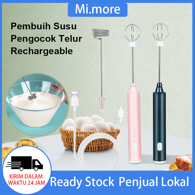 Rechargeable Pembuih Susu Pengocok Telur Handheld Blender Milk Frother Electric Mixer Portable Egg Beater USB