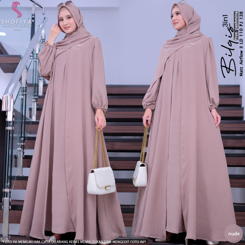 [FREE JILBAB] BILQIS DRESS GAMIS SYARI PESTA MUSLIMAH ORI BY SHOFIYA