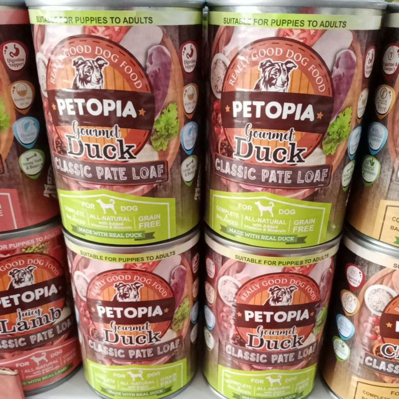 Makanan Anjing Petopia kaleng gourmet duck 380g,makanan basahi anjing
