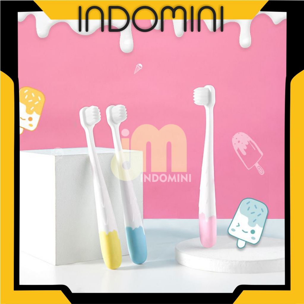 INDOMINI Sikat gigi anak bayi bulu super lembut /Cotton toothbrush ice cream R877 DUP