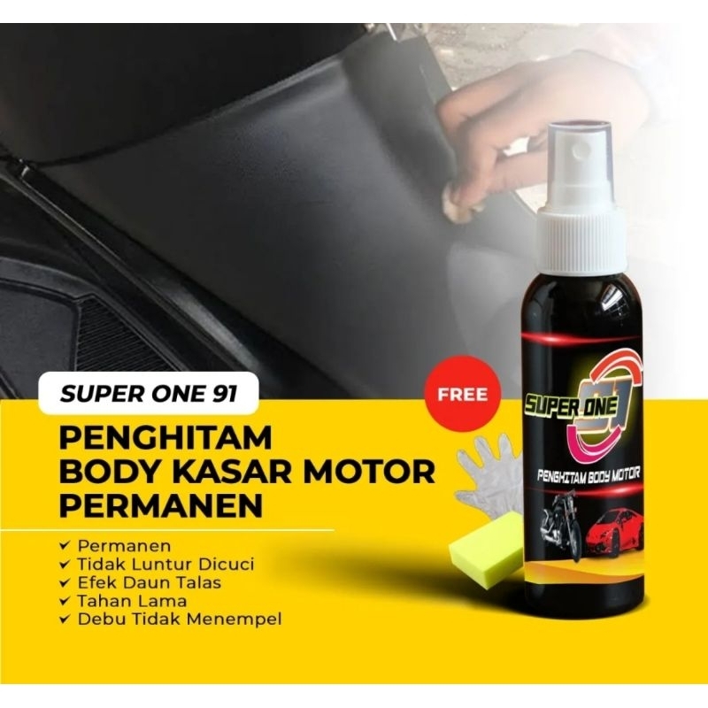 Penghitam Body Motor Super One Hitam Permanen 100 Ml - Penghitam Dashboard Mobil Model Sprey Super One