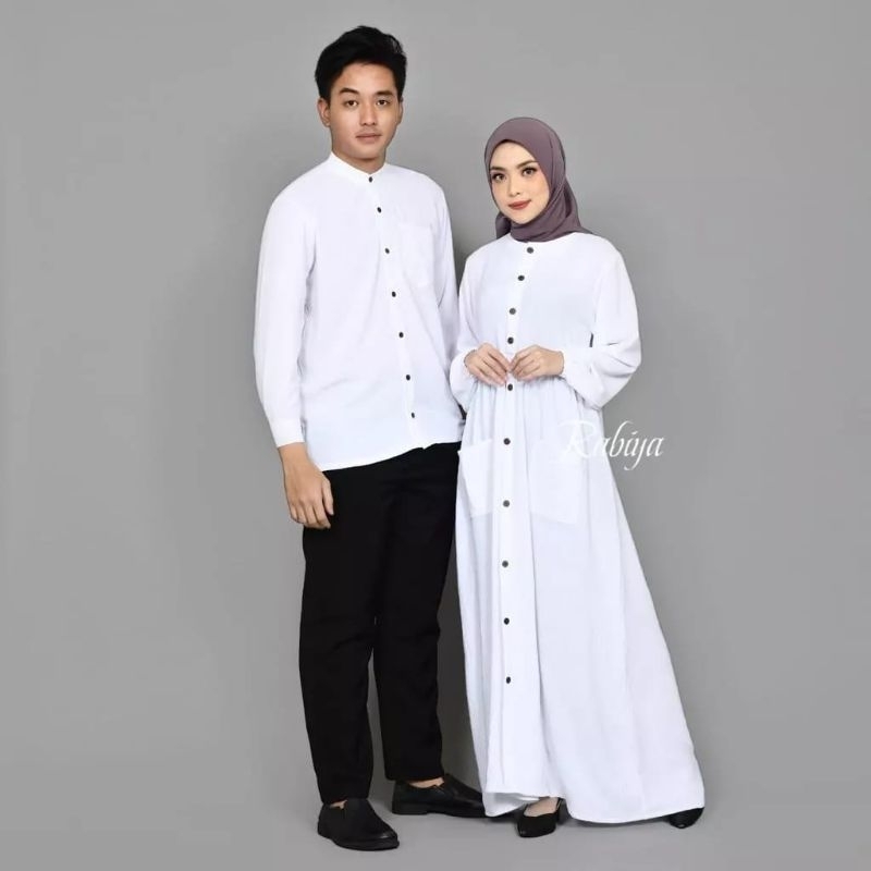 Gamis Couple Terbaru RAYYA COUPLE bahan Crincle airflow Big size ukuran L XL XXL 3XL 4XL