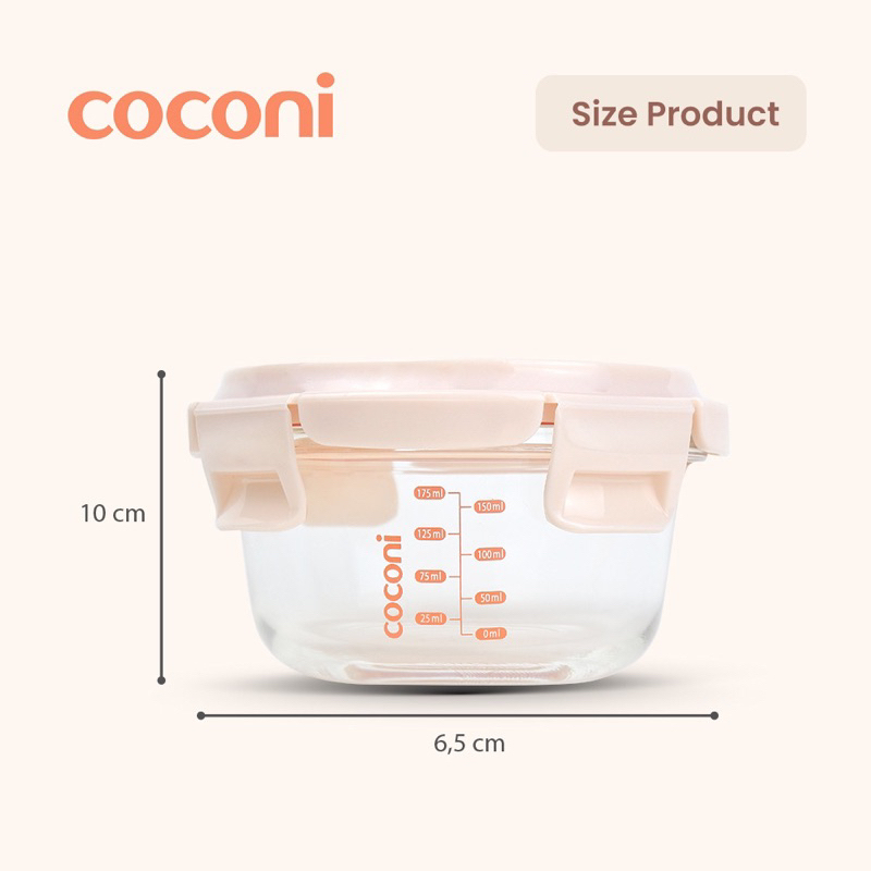 COCONI Wean Bowl Glass Container 240ml (2pcs) / Wadah Penyimpanan MPASI