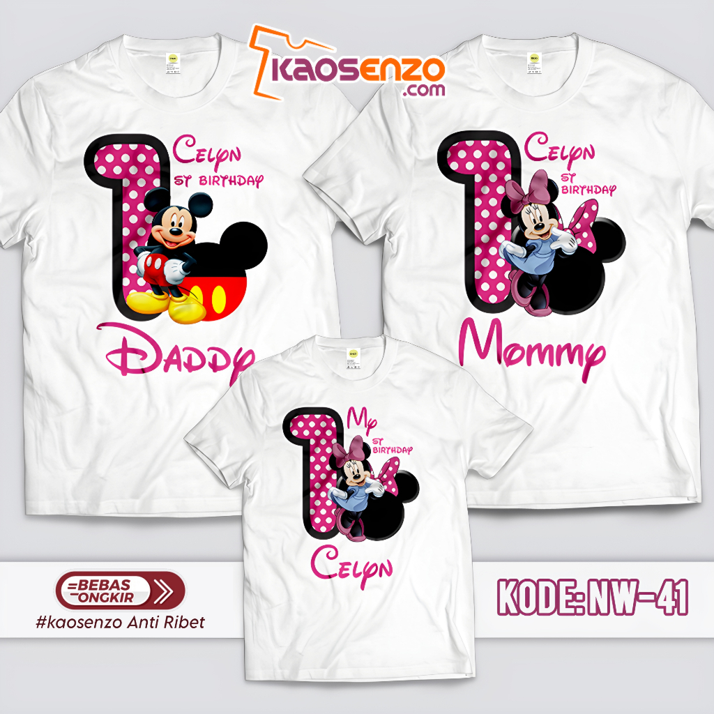 ENZO Kaos Custom Ulang Tahun Ultah Keluarga Anak & Couple | Baju Kapel Family Birthday Premium Sablo