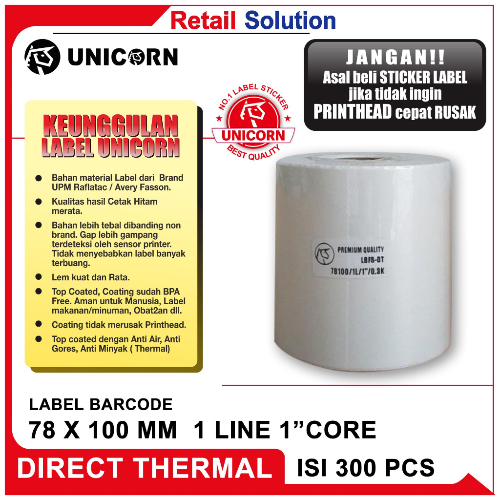 Stiker Label Barcode Thermal 78x100 mm / 78 x 100 mm / 78x100mm