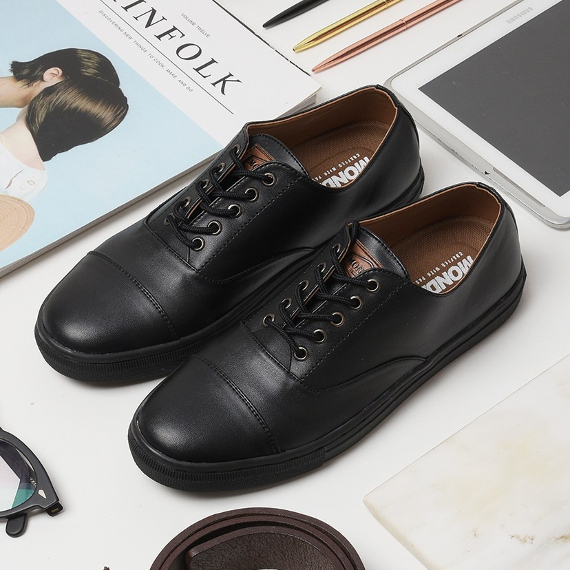 Sepatu Pantofel Pria Formal Kerja Kuliah Kantor Men Shoes Ori Monday Gum Oxford Black