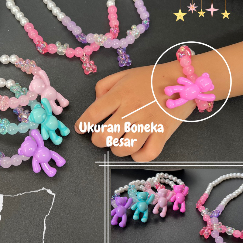 [SET BEAR] GELANG+KALUNG ANAK | SET HADIAH ANAK GELANG KALUNG BONEKA LUCU