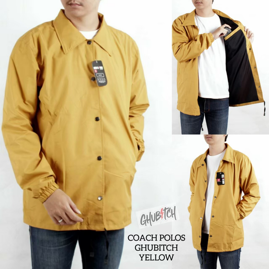 JAKET PRIA KUNING / YELLOW SIZE L XL  - JAKET COACH WINDBREAKER  - JAKET PARASUT WINDBREAKER ORIGINAL - JAKET PELATIH - JAKET OLAH RAGA - JAKET MOTOR WINDBREAKER - JAKET MOTOR WINDPROOF - JAKET CASUAL PRIA